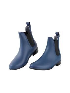 Women's Navy Blue Chelsea Boots 8.5 US Matte Fall Ankle Rain Boots Waterproof
